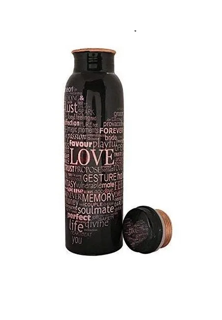 Pure Copper Water Bottles 950ml LOVE printed.