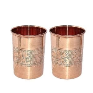 Copper Tumbler glass ,Floral Pattern,250 ml set of 2 . Ayurveda Benefits