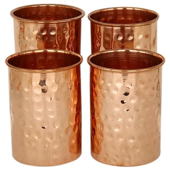 Pure Copper Glass Tumbler, Set of 4, 300 ML