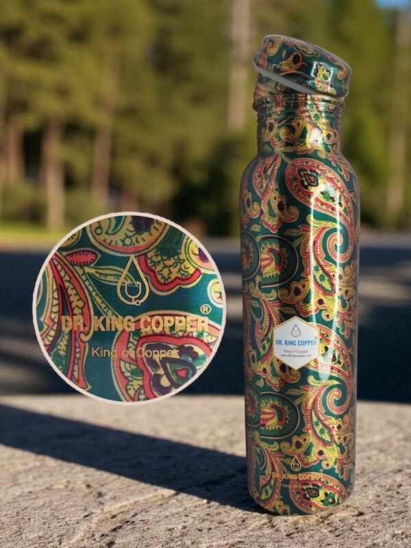 DR.KING COPPER PURE TAMBA BLACK GREEN MEENA DESIGN COLOUR COPPER BOTTLE 1L