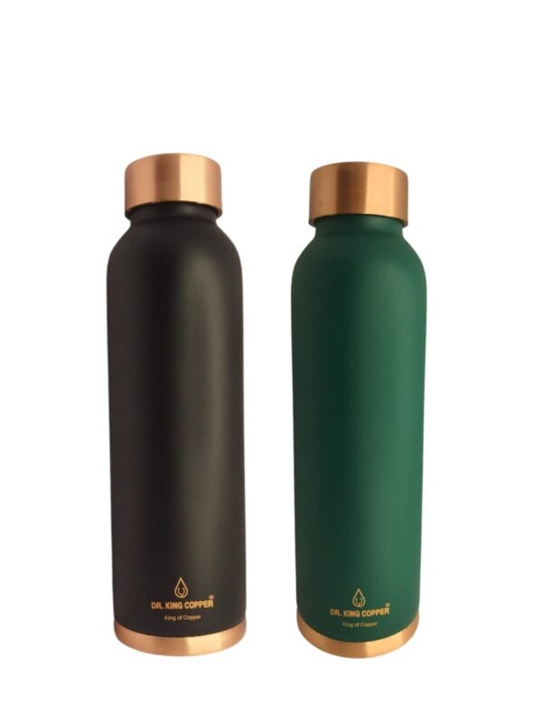 Dr. King Copper PURE TAMBA PRIMIUM QUALITY GREEN & BLACK MATT COPPER BOTTLE 100 % PURE 1L (SET OF 2)