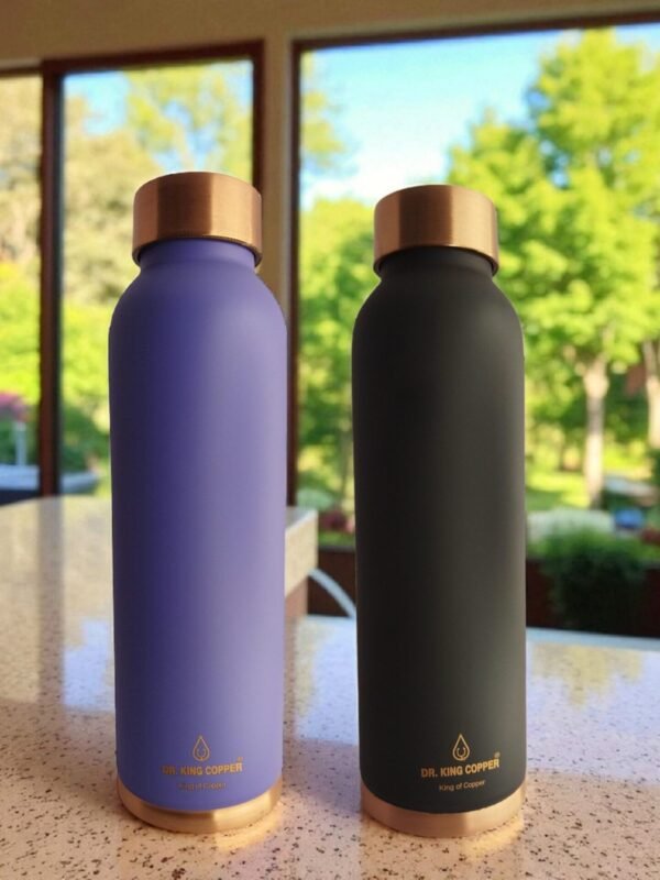 Dr. King Copper PURE TAMBA PRIMIUM QUALITY PURPLE & BLACK MATT COPPER BOTTLE 100 % PURE 1L (SET OF 2)